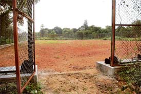 A view of the tennis courts at the Sports Complex, Sector 42, which need an immediate attention for their completion.
