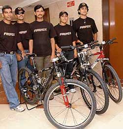 The Team Firefox all set to participate in MTB Himachal 2006 at a local hotel in Chandigarh
