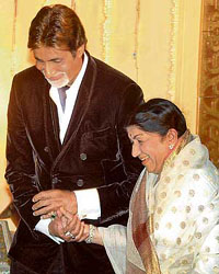 Melody queen Lata Mangeshkar and Amitabh Bachchan at the music release function of JP Datta's Umrao Jaan in Mumbai on Saturday night. 