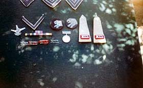 Shoulder titles of the Northern Light Infantry (NLI) and other insignia of the Pakistan army recovered during the Kargil war