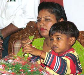 Prince, along with his mother, Ms Taranjeet, during a press conference in Jalandhar