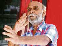 Amritsar-based theatre director Suresh Pandit strikes a pose in Chandigarh on Wednesday