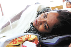 A dengue patient at the All India Institute of Medical Sciences (AIIMS) in the Capital 