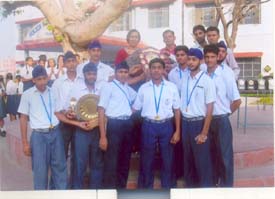 The handball team of Police DAV School with their trophy