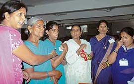 Dayawanti and other Dalit representatives from five North Indian states who are building a movement in favour of a law that guarantees women an equal share in husband's and his family's property.