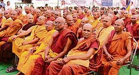 Buddhist monks at the inauguration of Taxila Maha Bodh Vihar near Ludhiana