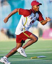 Shivnarine Chanderpaul of the West Indies during a practice session in Jaipur