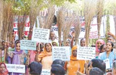 Employees of MCDs sanitation department protesting against low wages paid to part-timers by the government.
