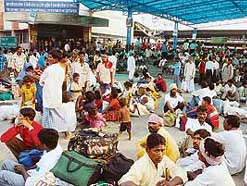 A rush of train passengers for Divali and Chath Puja at the Ambala Cantonment railway station on Monday.
