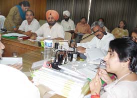 Ms Manisha Nanda, Chief Electoral Officer-cum-Secretary, Himachal Pardesh, and Election Observer for Patiala division, presides over a meeting of the Electoral Registration Officers in Ludhiana on Monday