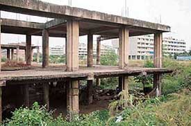 A Performing arts centre building in a dilapidated state