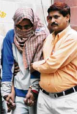 Army jawan Ritesh Kumar Singhal who was arrested for spying under the Official Secrets Act, in New Delhi on Sunday