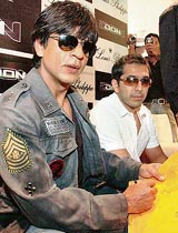 Bollywood star Shah Rukh Khan at the launch of a suiting collection at a men's wear showroom in Mumbai