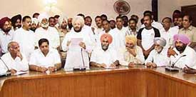 Mr Lal Singh, Minister for Power, presides over a meeting of Congress workers and leaders in Ludhiana on Thursday.