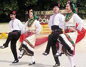 Bulgarian artistes perform a folk dance at St. Soldier International Convent School, at Phase VII in Mohali