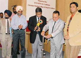 Dr Naresh Malhotra, president, Association of Otolaryngologists of India, and Mr J.R. Kundal, Principal Secretary, Medical Education and Research, Punjab, along with other ENT surgeons at the Head and Neck Surgeons Conference