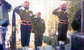 Homage being paid at the 1 Sikh War Memorial.