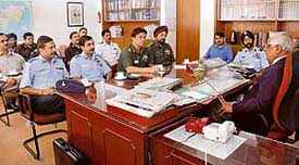 Officers undergoing the Higher Defence Management Course at the College of Defence Management, Secundrabad, during a visit to The Tribune in Chandigarh on Monday.