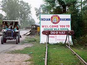 A view of where the Railway line ends near Hussainiwala