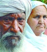 Relatives of Sikhs killed in rioting in October 1984, during a protest against the UPA Government at Jantar Mantar in the Capital