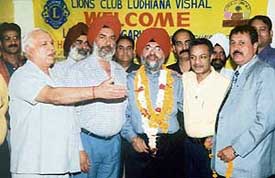 The newly elected office-bearers of the Lions Club, Ludhiana Vishal, at the installation ceremony in Ludhiana on Monday evening