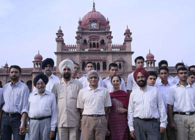 Former students of Aitchison College, Lahore, with former students of Khalsa College, Amritsar. Both colleges were designed by Sardar Ram Singh.