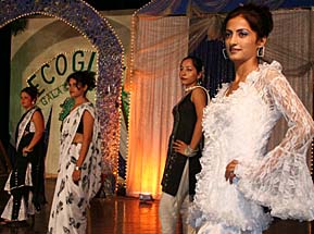 Students of BBK DAV College for Women sashay on the ramp during a fashion show in college.