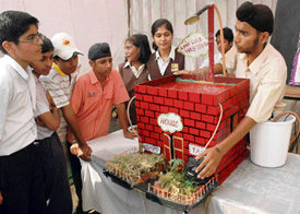 A model on display at the state science exhibition held at Govt Model Senior Secondary School, Sector 37, Chandigarh, on Wednesday.