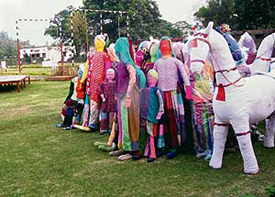 Preparations are continuing at the Minerva Academy in Daun village of Mohali on Wednesday.
