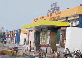 Railway station being spruced up in Chandigarh on Wednesday. 