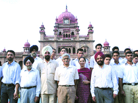 Former students of Aitchison College, Lahore, with former students of Khalsa College, Amritsar. Both colleges were designed by Sardar Ram Singh.