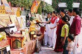 An art and craft exhibition held at Green Land Senior Secondary School in Ludhiana on Saturday