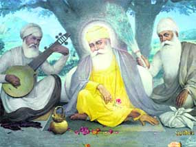 Guru Nanak Dev with Bhai Mardana and Bhai Bala