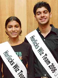 City wiz kids Devanshi Mishra and Abhishek Mishra all set to participate in the Horlicks Wiz Kids 2006 contest at Bengaluru