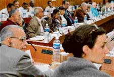 Delegates at a session on Relations Among Nations in a Globalised World organised at the Centre for Research in Rural and Industrial Development in Chandigarh on Tuesday