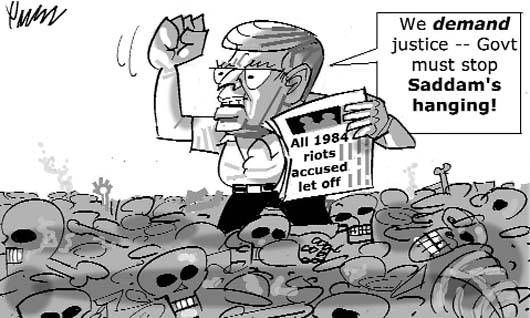 Editorial cartoon by Rajinder Puri