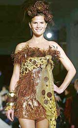 A model displays a creation made partially of chocolate at the ninth Annual Chocolate Fashion Show in New York l
