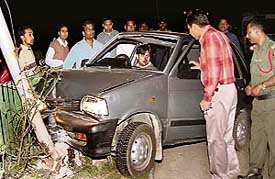 This spirited young man rammed his vehicle into a streetlight pole