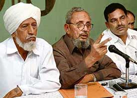Mr Khalil Ahmed, president of the Federation of Muslim Societies Chandigarh, addressing a press conference at Press Club on Friday.