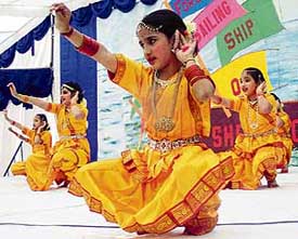 Students of Shemrock Senior Secondary School perform during their eighth annual day function in Mohali on Friday. 