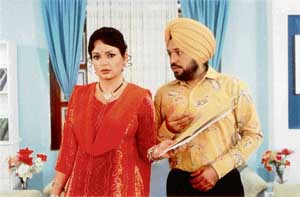 Upasna Singh and Gurpreet Ghuggi in Meri Vohti Da Viah