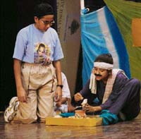 Budding theatre artistes take part in a play competition at the Government College for Girls in Chandigarh on Saturday. 