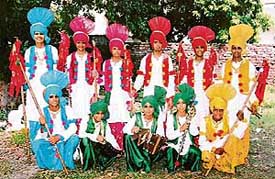 The GMSSS -47 bhangra team which will represent Chandigarh in the National Folk Dance Festival to be held at Bhopal.  A Tribune photograph
