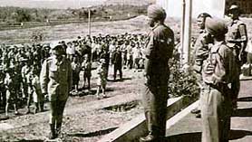 Lieut-Col Sucha Singh accepting the surrender of Portuguese troops at Panjim.