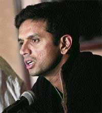 Rahul Dravid addresses a press conference in Mumbai on Monday prior to the Indian teams departure for South Africa.