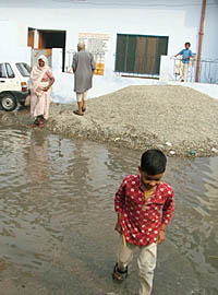 Sewage pools in front of a government dispensary in Bhoor Mandi, Jalandhar.
