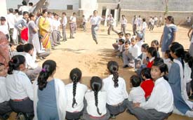 An athletics meet in progress at DAV High School, Ahmedgarh, on Tuesday