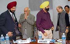 CITCO MD J.S. Bir, Yash Chopra, Jaspal Bhatti and Anupam Kher at the first meeting of the Chandigarh Tourism Advisory Forum, held at UT Secretariat on Wednesday. 