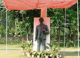 Martyr Kartar Singh Sarabhas statue that is yet to be shifted and installed on Pakhowal Road, Ludhiana