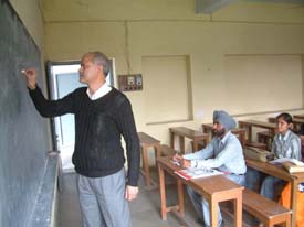 An almost empty classroom at Amritsar of the distant education course offerd by Himachal Pradesh University